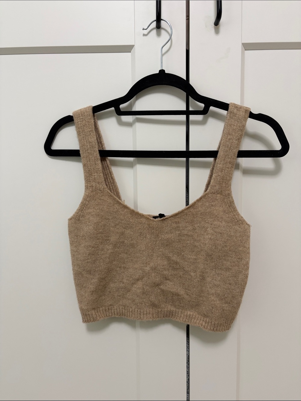 Beige Knit Tank Crop Top